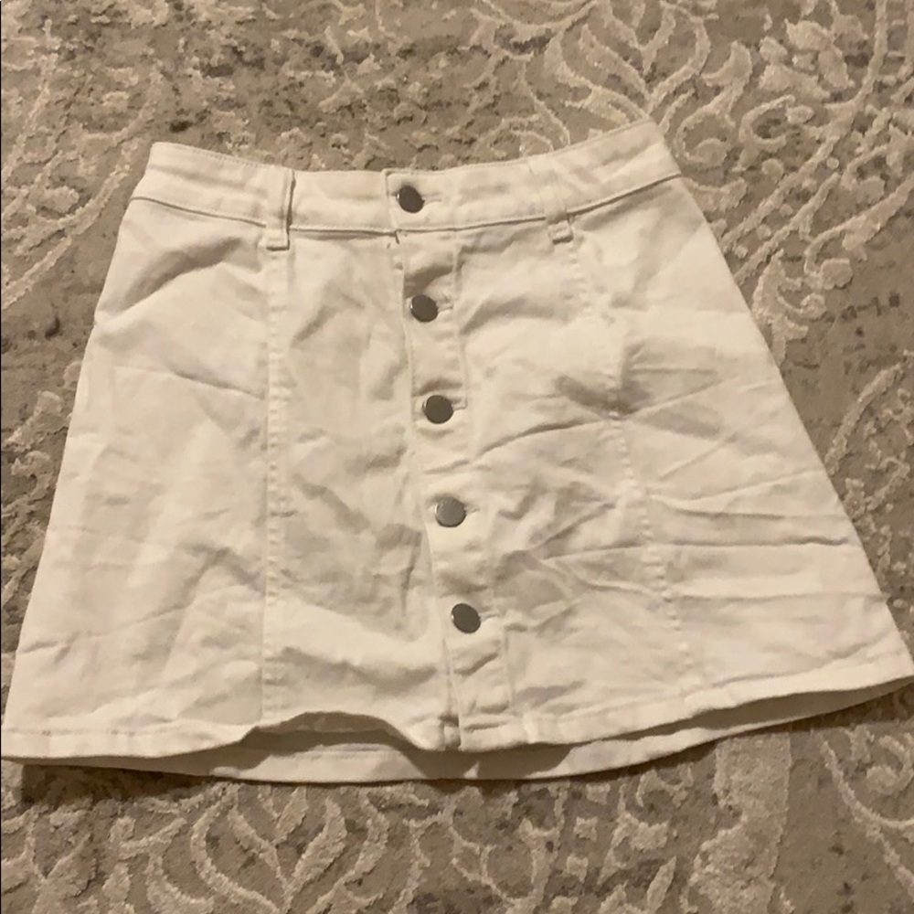 white jean button up skirt